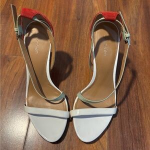 Calvin Klein Red and White Strappy Heels